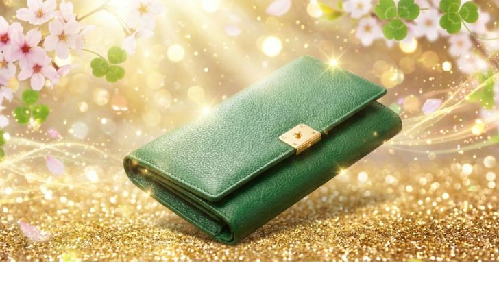 キラキラの中に緑のお財布